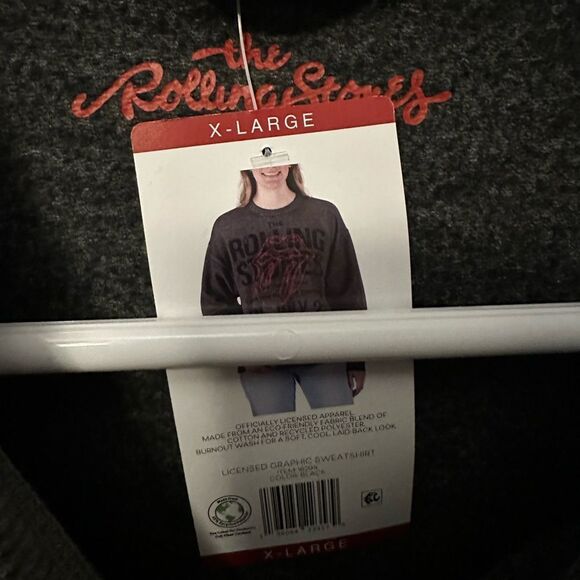 NWT Rolling Stones Sweatshirt Crew Neck Pullover Tongue Logo Grey Size XL - Picture 3 of 5
